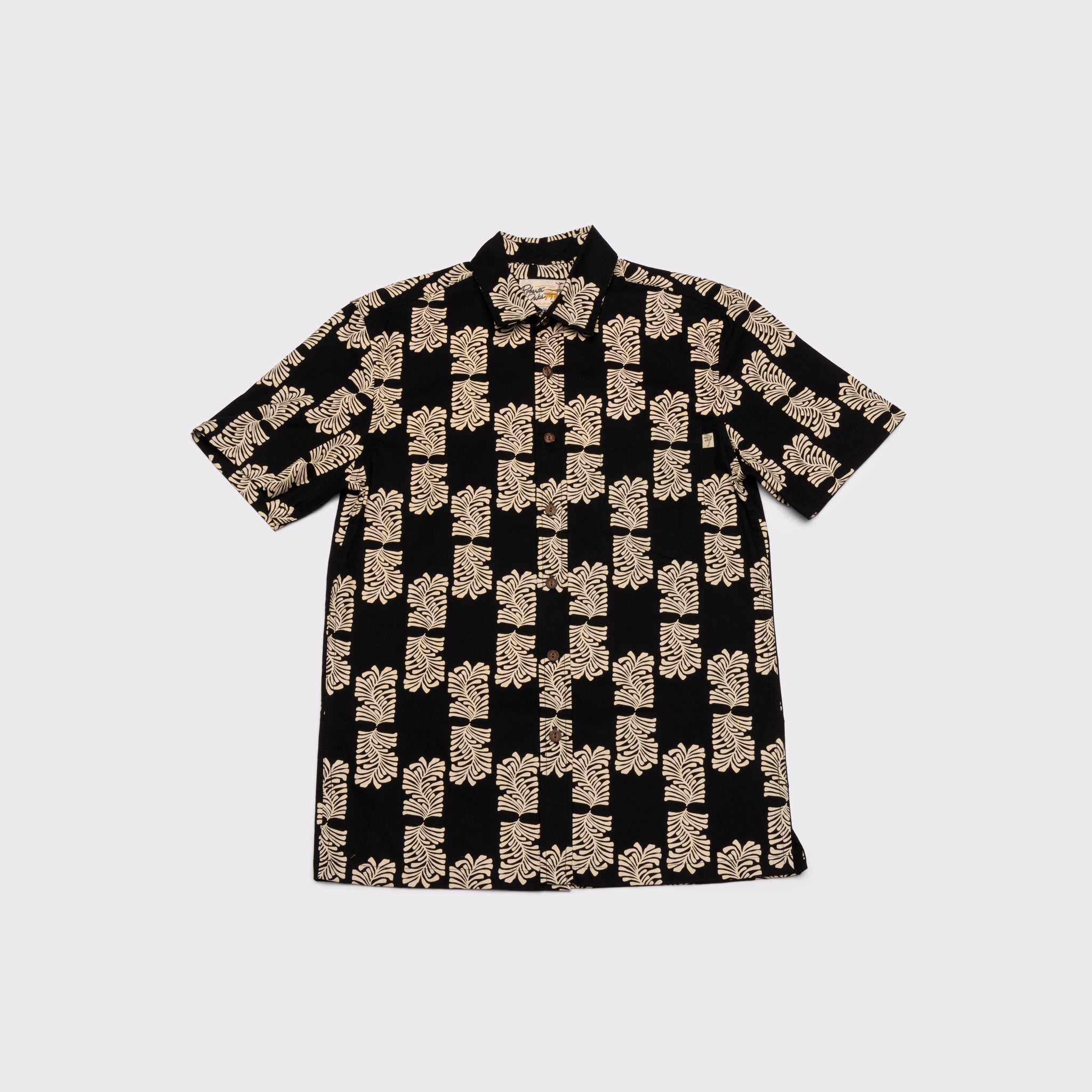 Roberta Oaks Woodblock Fern Men's Aloha Shirt