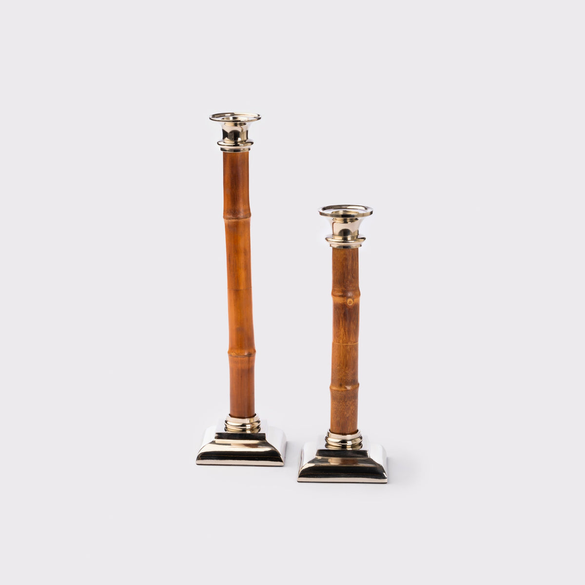 Nickel & Bamboo Candleholders